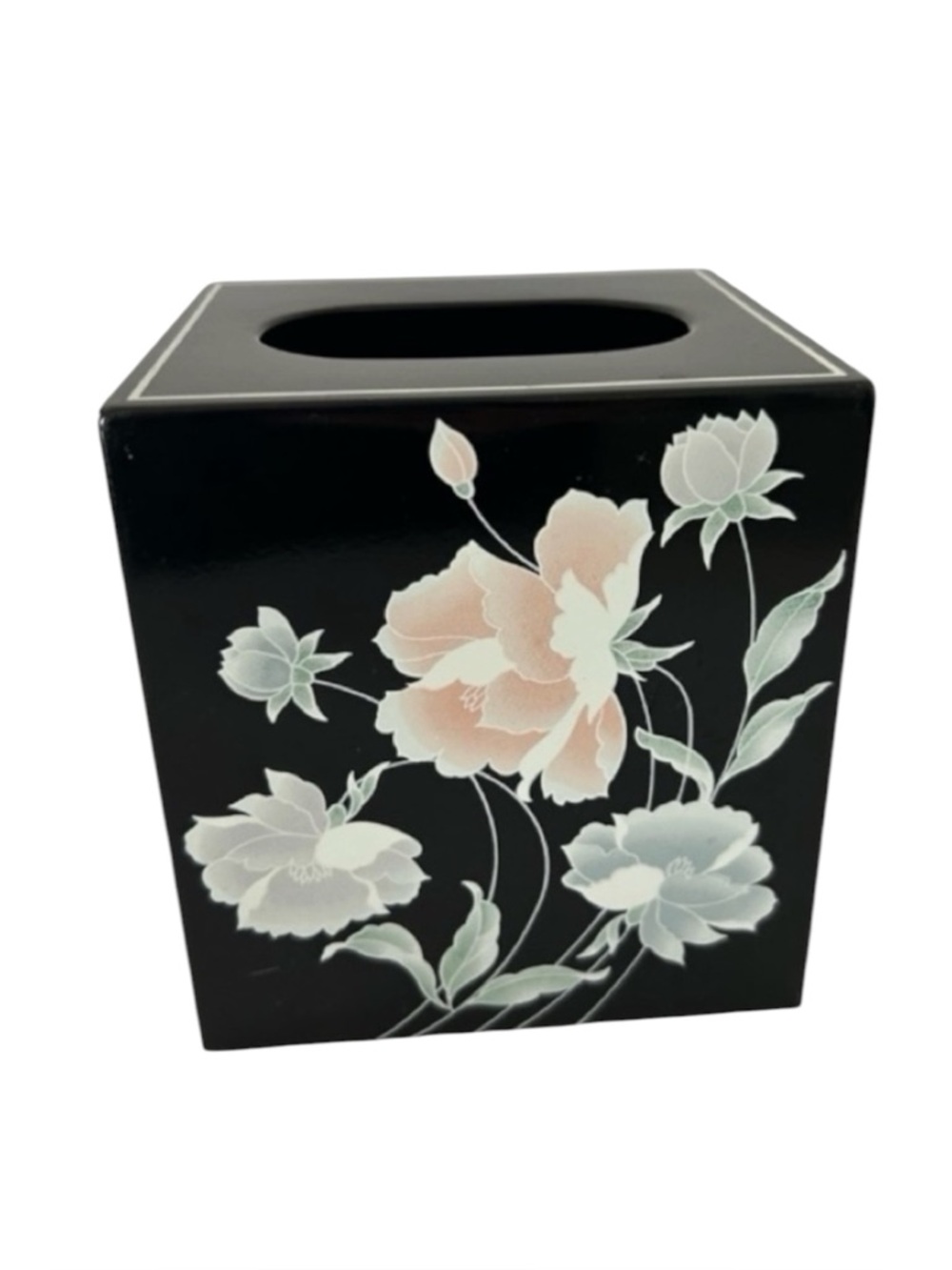 Vintage Andre Richard Decorative Floral Print Facial Tissue Box Cover Holder